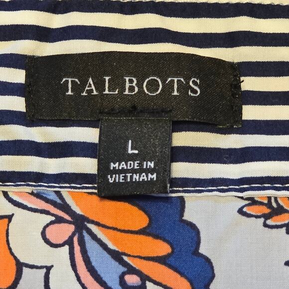 Talbots Button Up Shirt Womens Size Large Floral Paisley Print Maximalist Retro - Picture 3 of 10